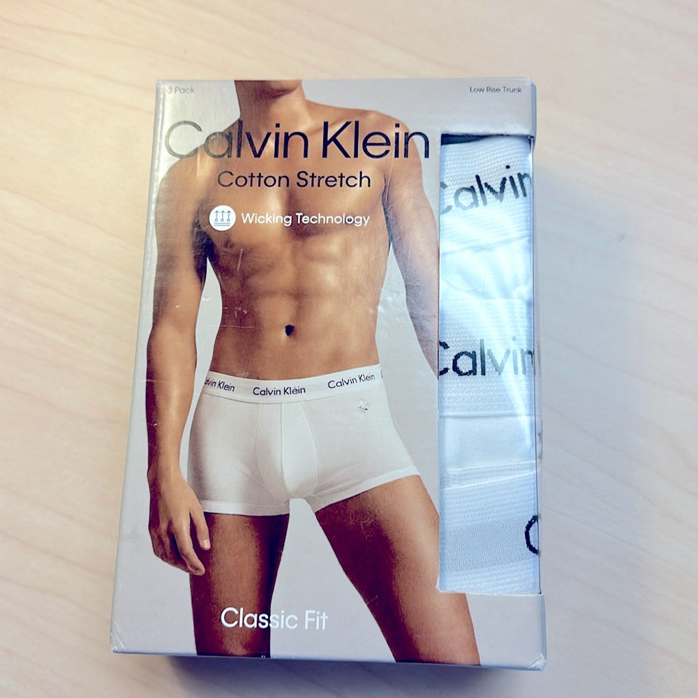 Calvin Klein 3-PK white Low-Rise cotton Stretch Trunks XL NWT